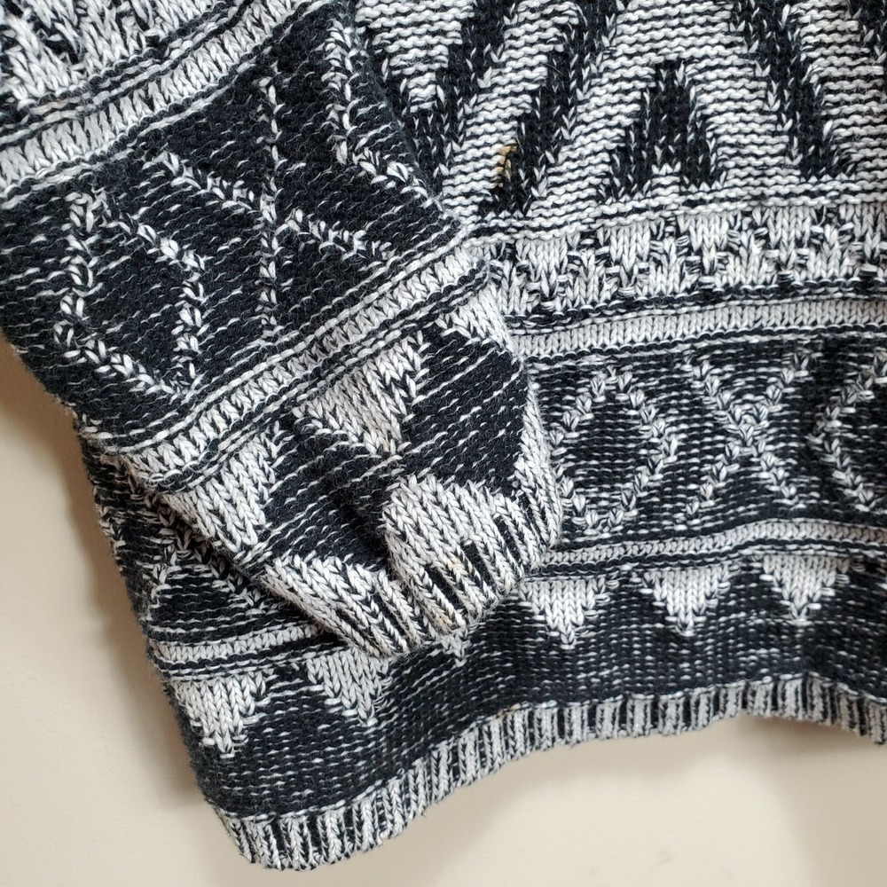 Lucky Brand Gray Black Geometric Long sleeve knit XOXO sweater XL pullover cotto - Picture 4 of 8